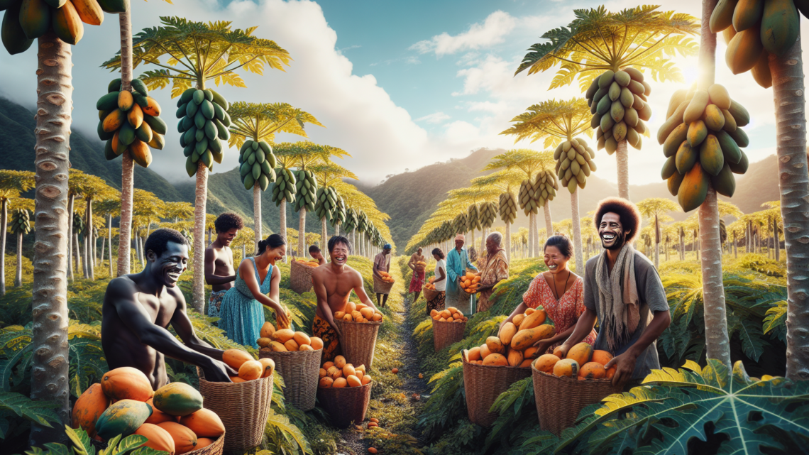 Papaya-Plücken auf den Plantagen – frische Früchte direkt vom Baum